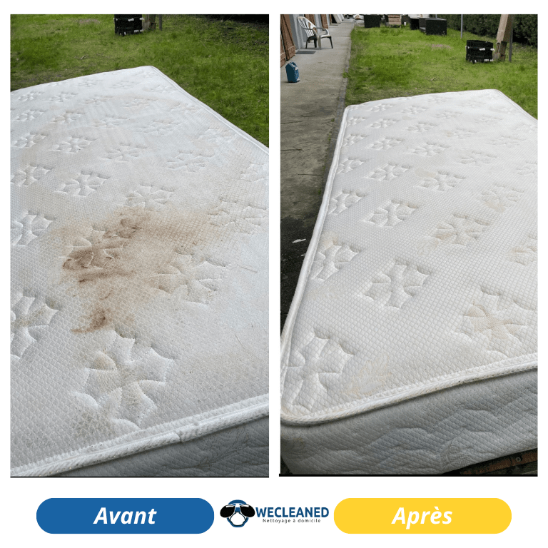 Nettoyage matelas avant-après