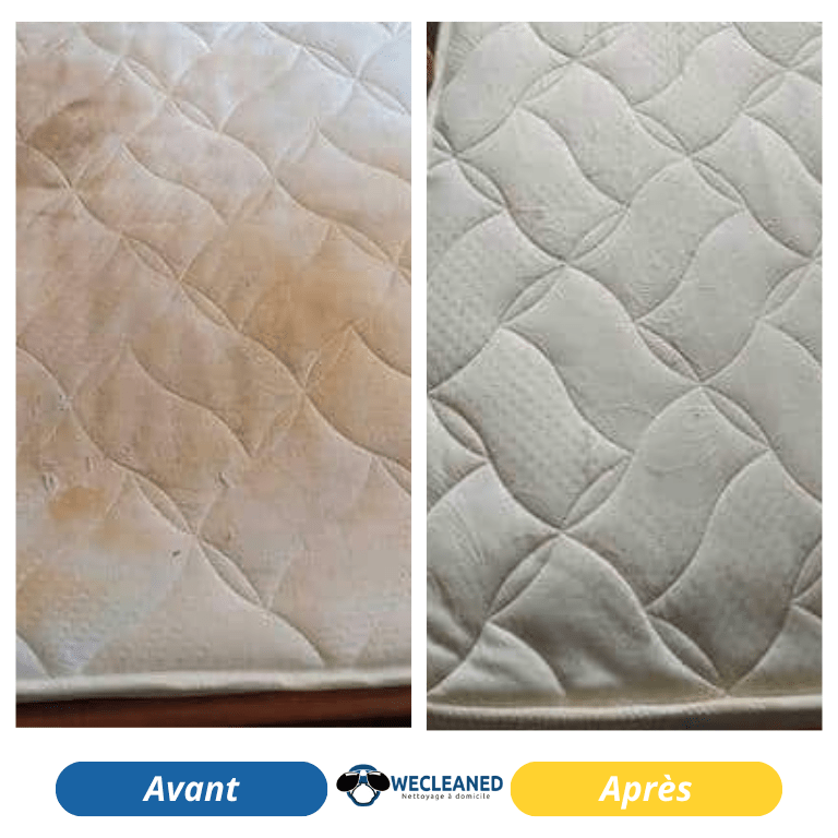Nettoyage matelas avant-après