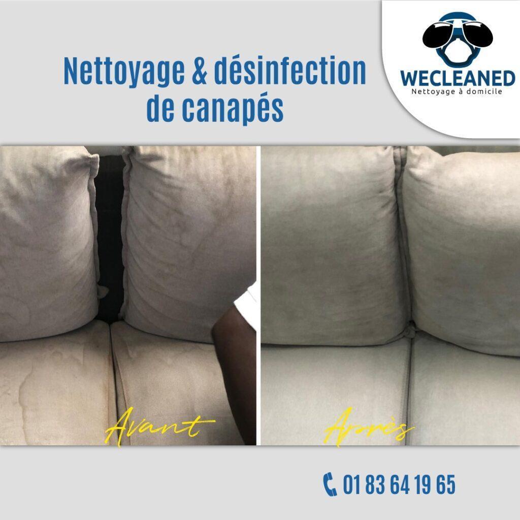 nettoyage et désnfection de canapé à domicile