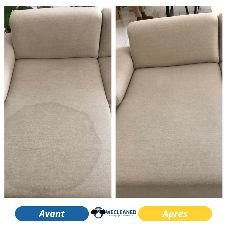 Nettoyage de fauteuil avant et après intervention