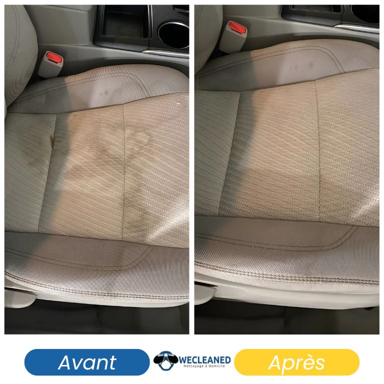 Nettoyage complet de l'intérieur d'un véhicule par un expert WeCleaned