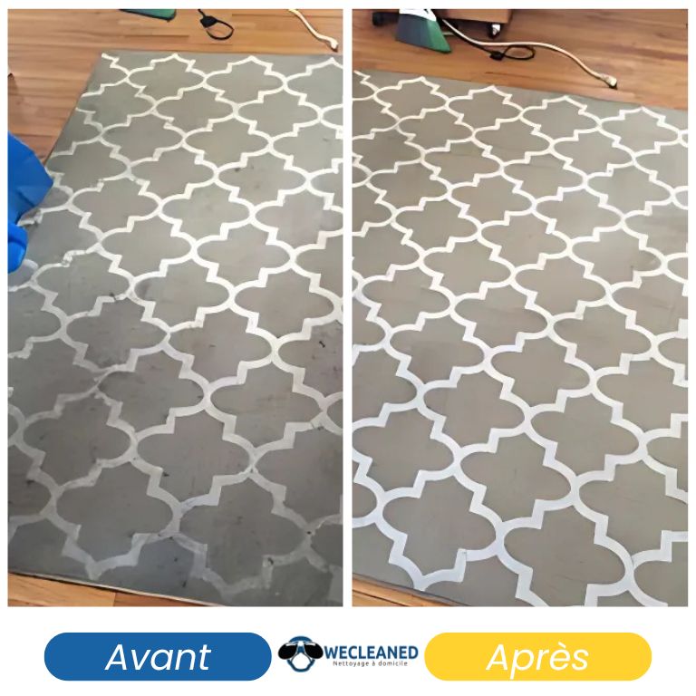 Couleurs ravivées d'un tapis d'orient après nettoyage.
