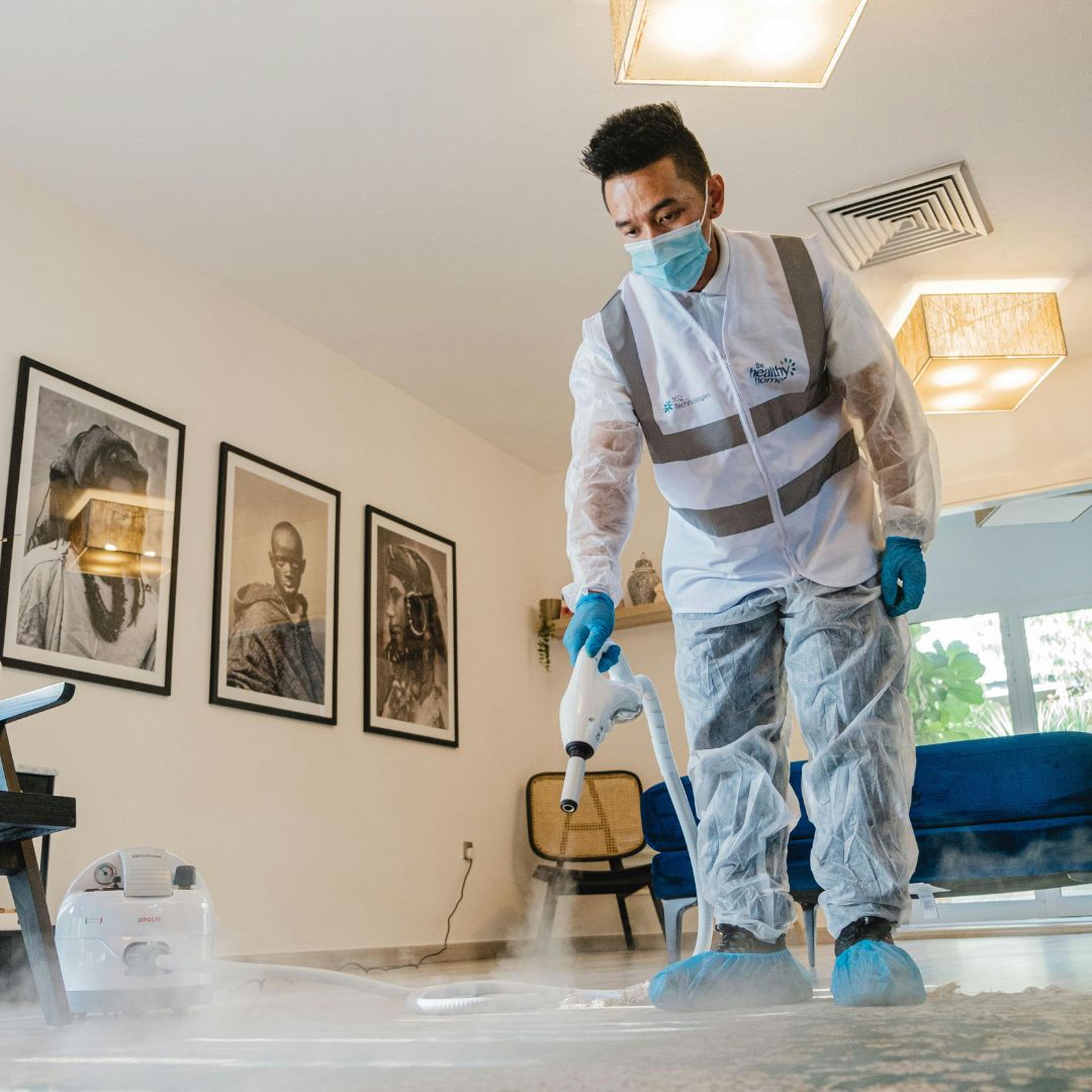 Nettoyage professionnel d'un tapis de salon par un expert WeCleaned